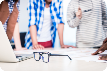glasses on desk