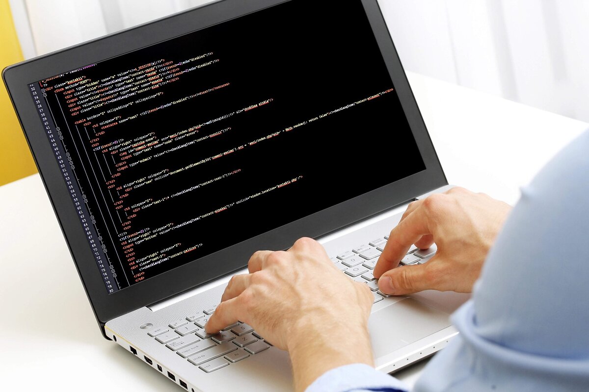 Lines of html code on laptop
