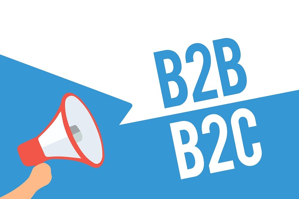 Megaphone shouting B2B and B2C