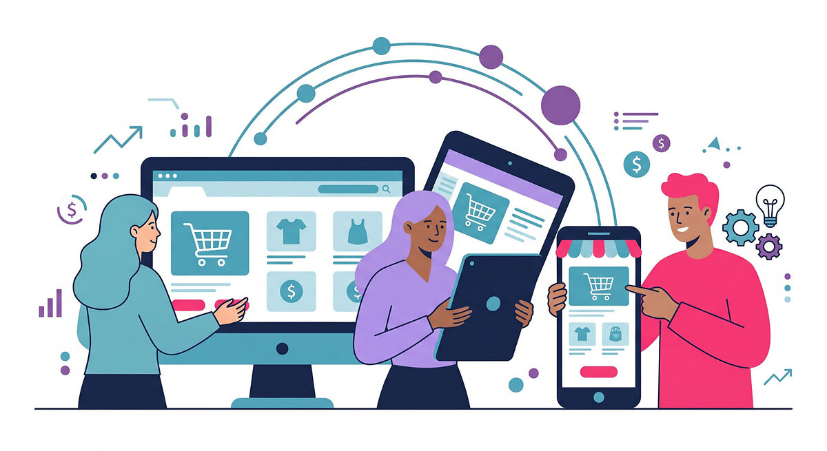 Illustration of a Team Creating Website Themes