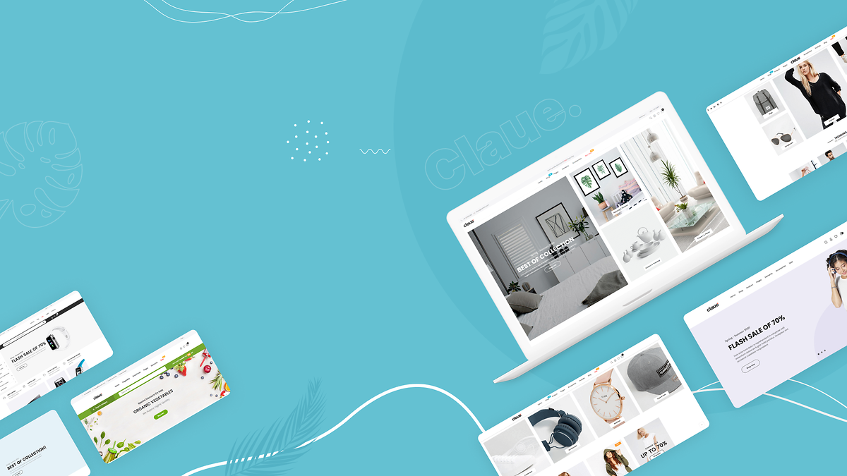 Lots of ecommerce shopping sites on screens