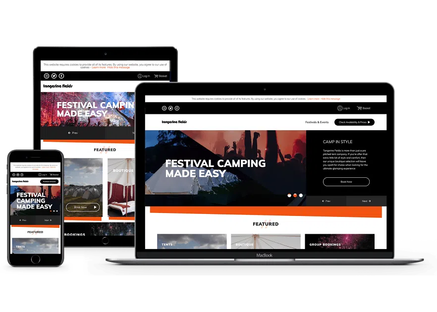 Tangerine Fields site on mobile, tablet and laptop