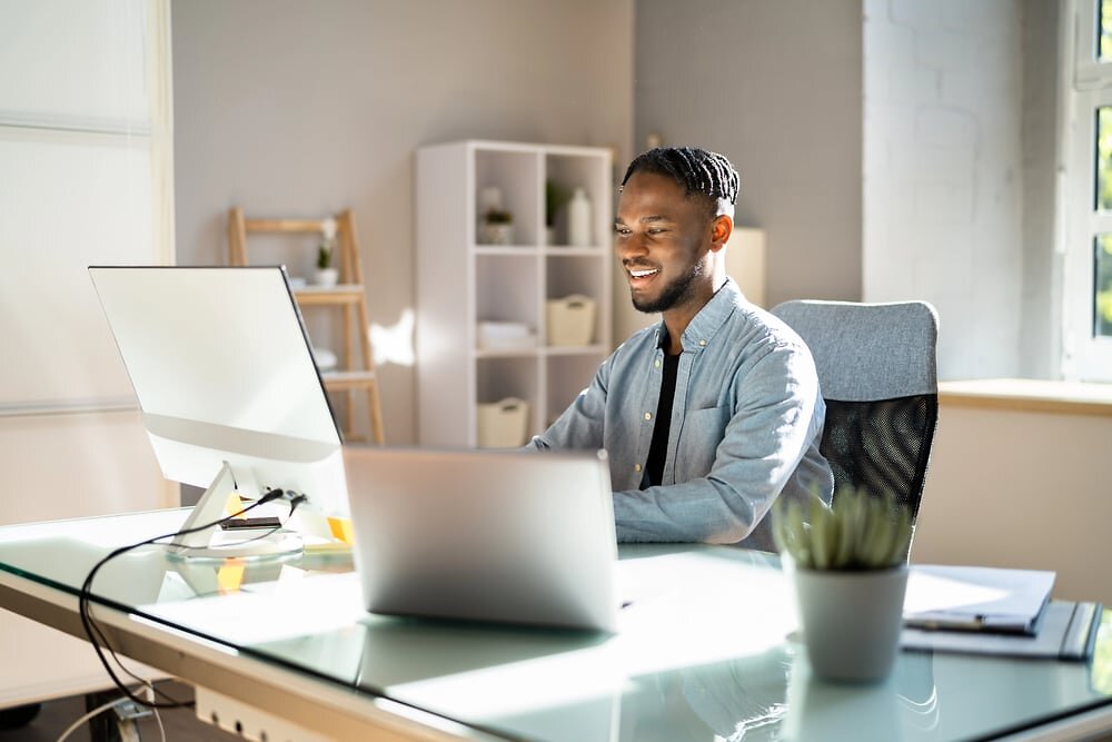 Man working on a computer at a desk