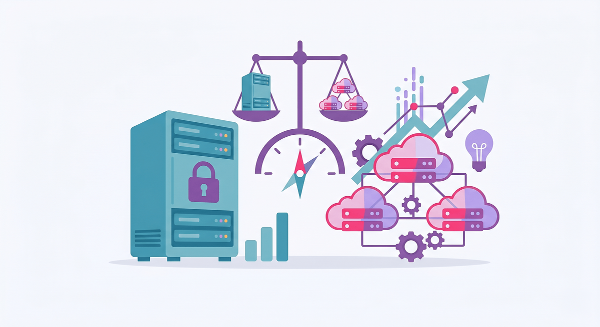 Dedicated Hosting vs Cloud Hosting Illustration