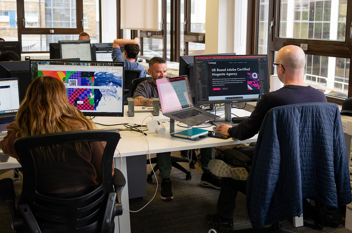 Employee working on their computers