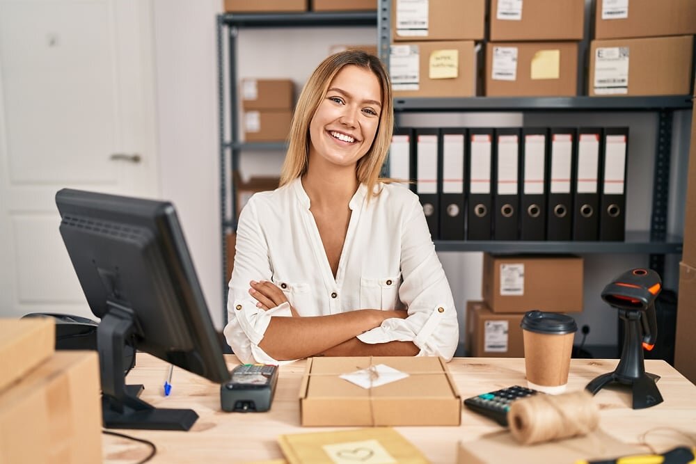 woman running ecommerce store