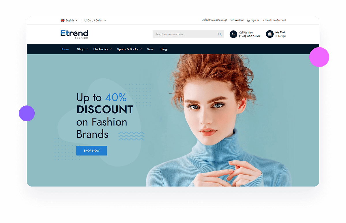 Etrend homepage - woman in roll neck jumper